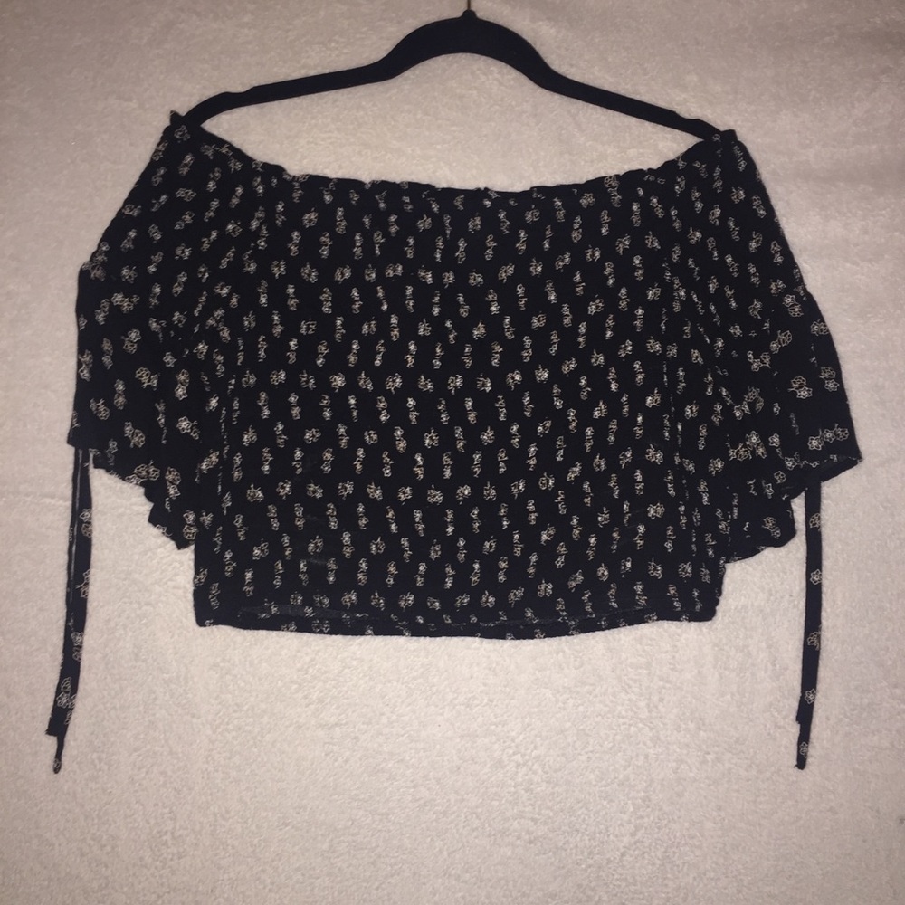 Black floral tubed crop top